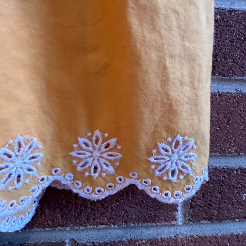 J. Crew Embroidered Scalloped Tiered Midi Dress 0 Marigold - Picture 12 of 14